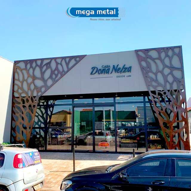 Fachadas em chapa metálica cortada a laser pela Mega Metal