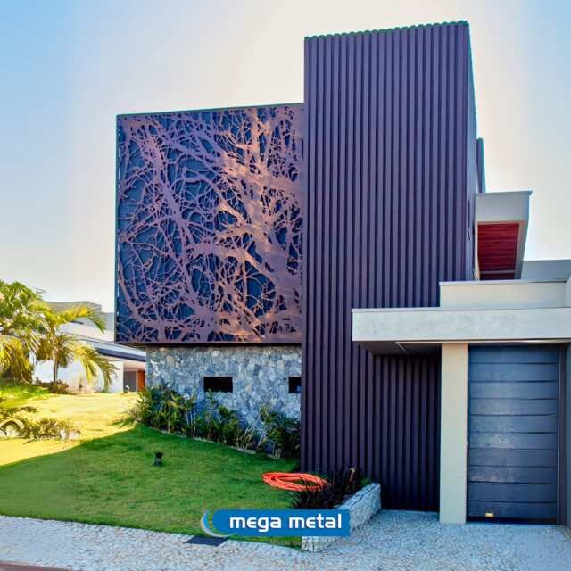 Fachadas em chapa metálica cortada a laser pela Mega Metal