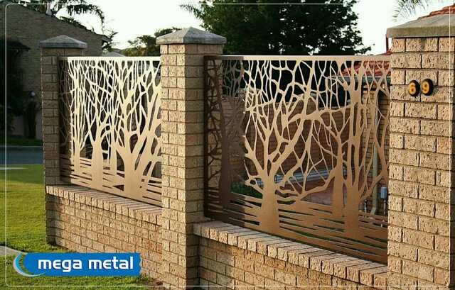 Portões em chapa metálica cortada a laser pela Mega Metal